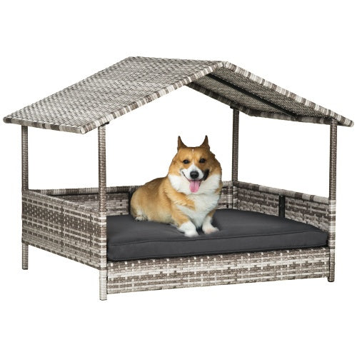 The Rattan Dog House Outdoor With Canopy Is Suitable For Small And Big Dog Sizes PE rattan iron Accessories