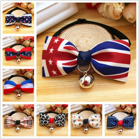 Adjustable Dog Bell Bow Tie Collar | Teddy Dog Polyester Accessory bow