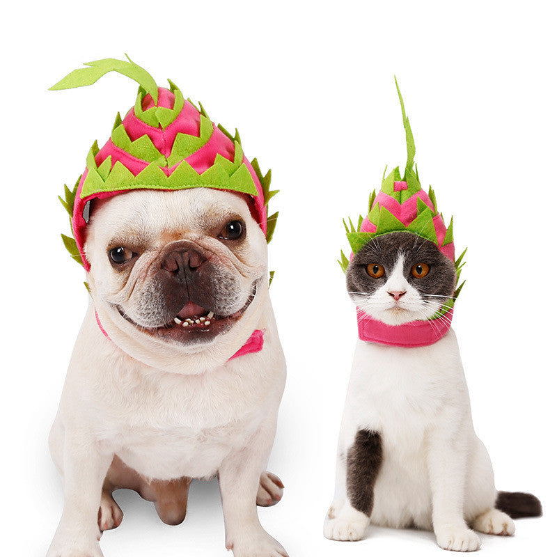 Dragon Fruit Dog Hat Costume | Adjustable Dog Hat for Parties Pink green / L costumes