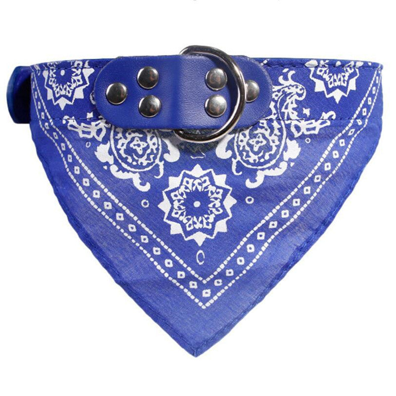 Adjustable PU Leather Dog Collar with Bandana Blue2 / L Accessories