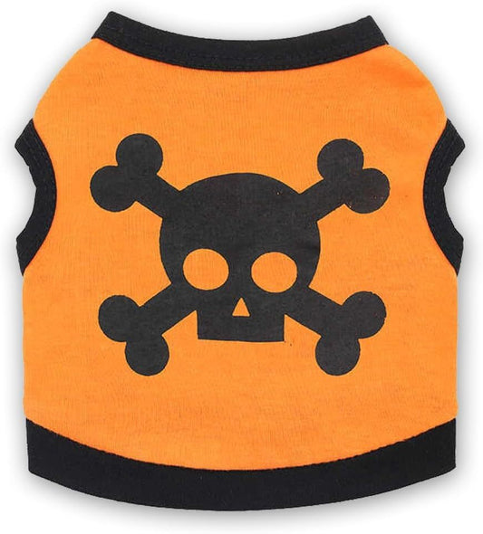 Skull And Bones Halloween Dog Costume| Stretchy Halloween Vest for Dogs costumes