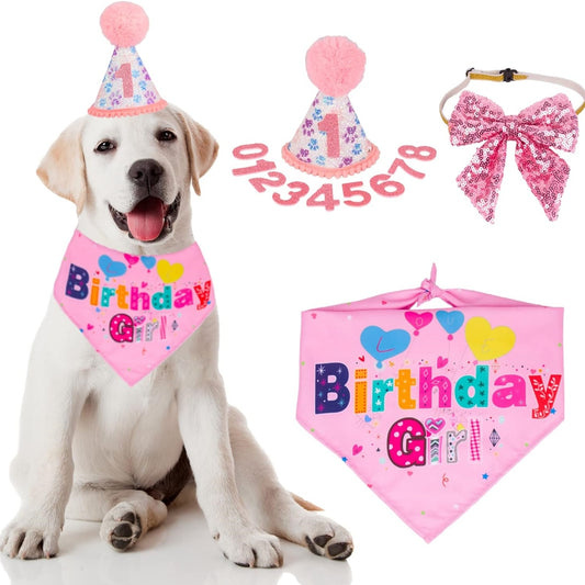 Deluxe Dog Birthday Party Set: Customizable Dog Hat Bandana And Bow Tie for Dog’s Birthdays birthday