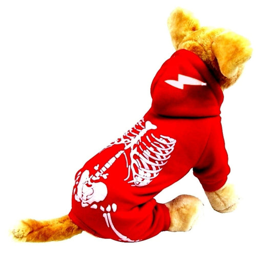 Halloween Dog Skull Print Pattern Clothes: Luminous Skeleton Dog Sweater Accessories