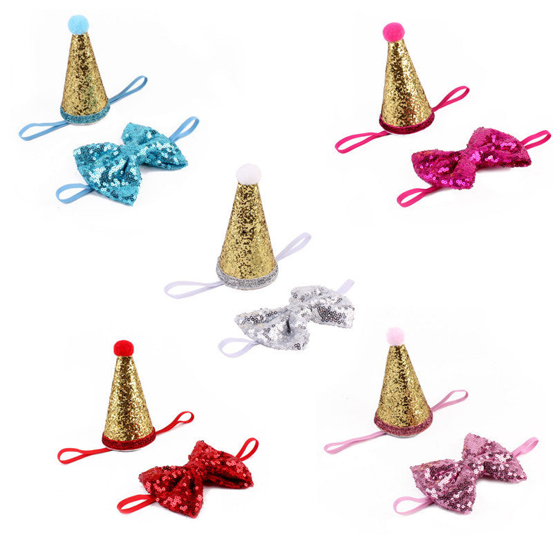 Sequin Solid Color PU Dog Bow Tie | Puppy And Small Dog Accessory bow