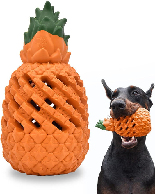 Indestructible Pineapple Dog Chew Toy | Natural Rubber Treat Dispenser for Dogs toys
