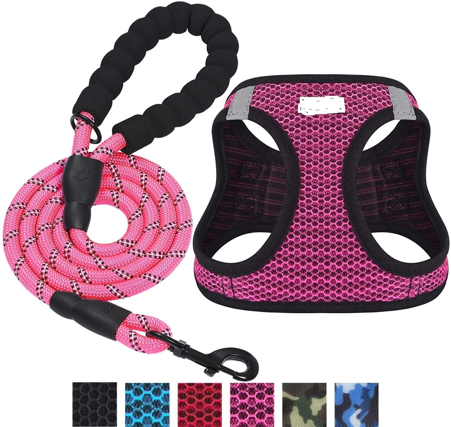 Reflective Nylon Dog Harness and Leash Set for Night Walks - Accessories