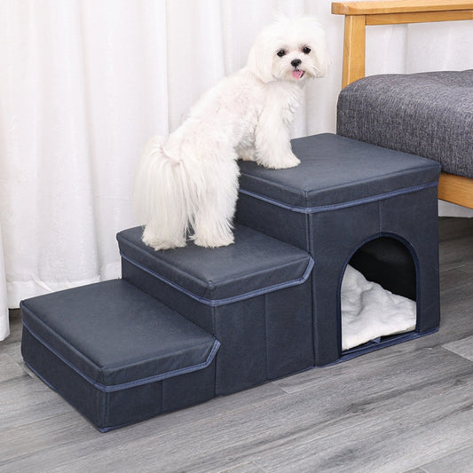 Soft Dog Stairs with Plush Cover | 3 Step Dog And Cat Ladder home