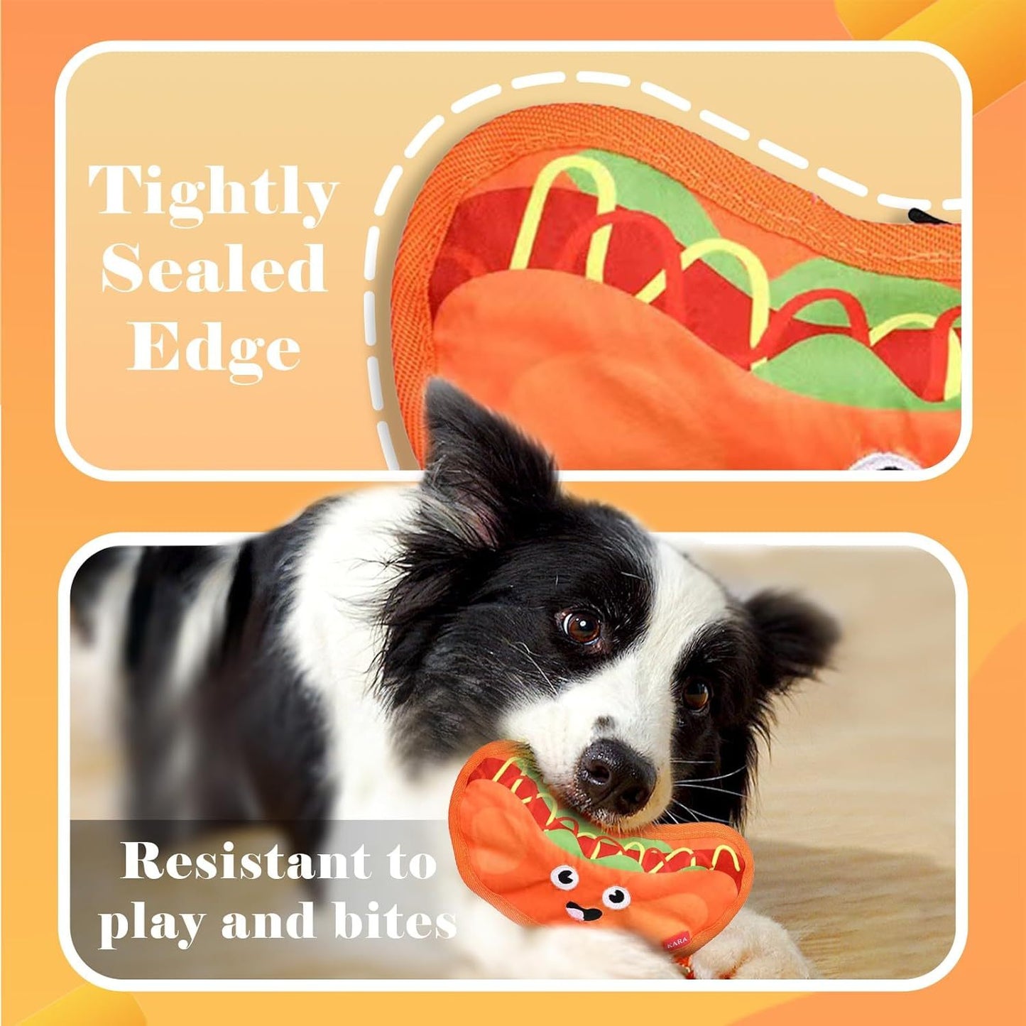 Squeaky Crinkle Hamburger Dog Toy | No Stuffing Interactive Dpg Chew Toy beds