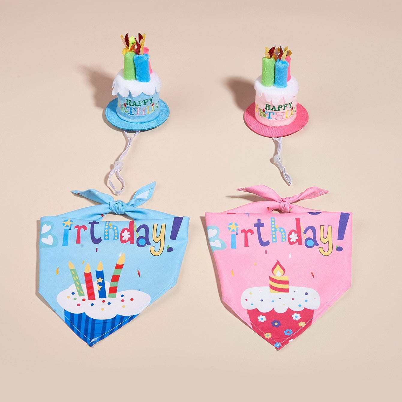 Creative Printed Dog Birthday Bib And Hat Set Ins Style Pet Accessory birthday
