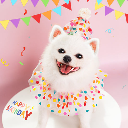 Pet Polka Dot Lace Bib Dog Birthday Suit birthday