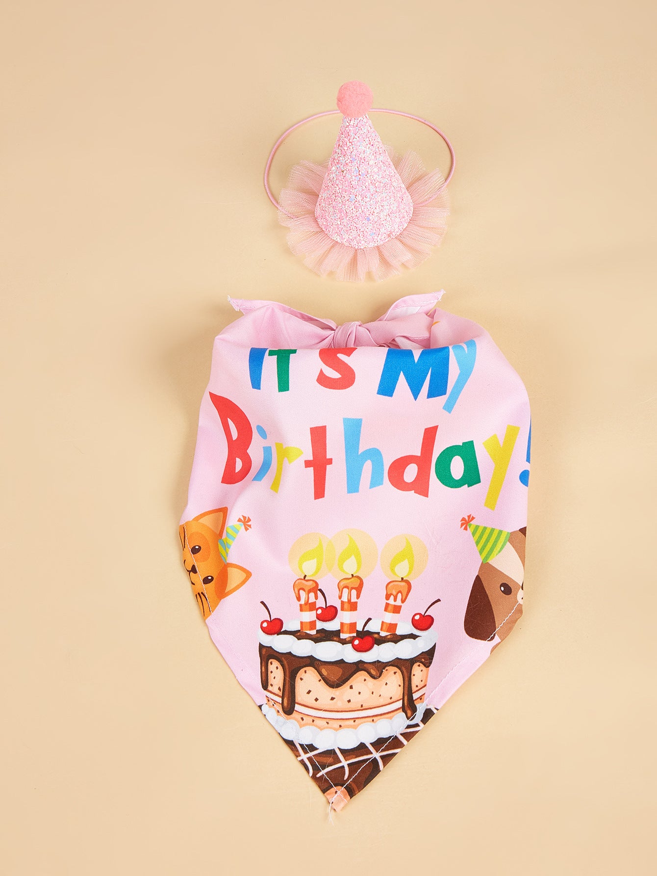 Creative Printed Dog Birthday Bib And Hat Set Ins Style Pet Accessory No 2 Suit / Average Size birthday