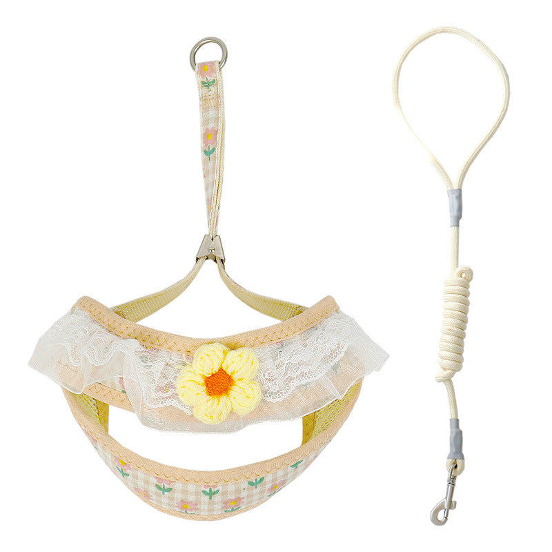 Harness And Leash Set for Small Dogs | Cute Hairy Flower Design - Yellow Wool Flowers / M - coats