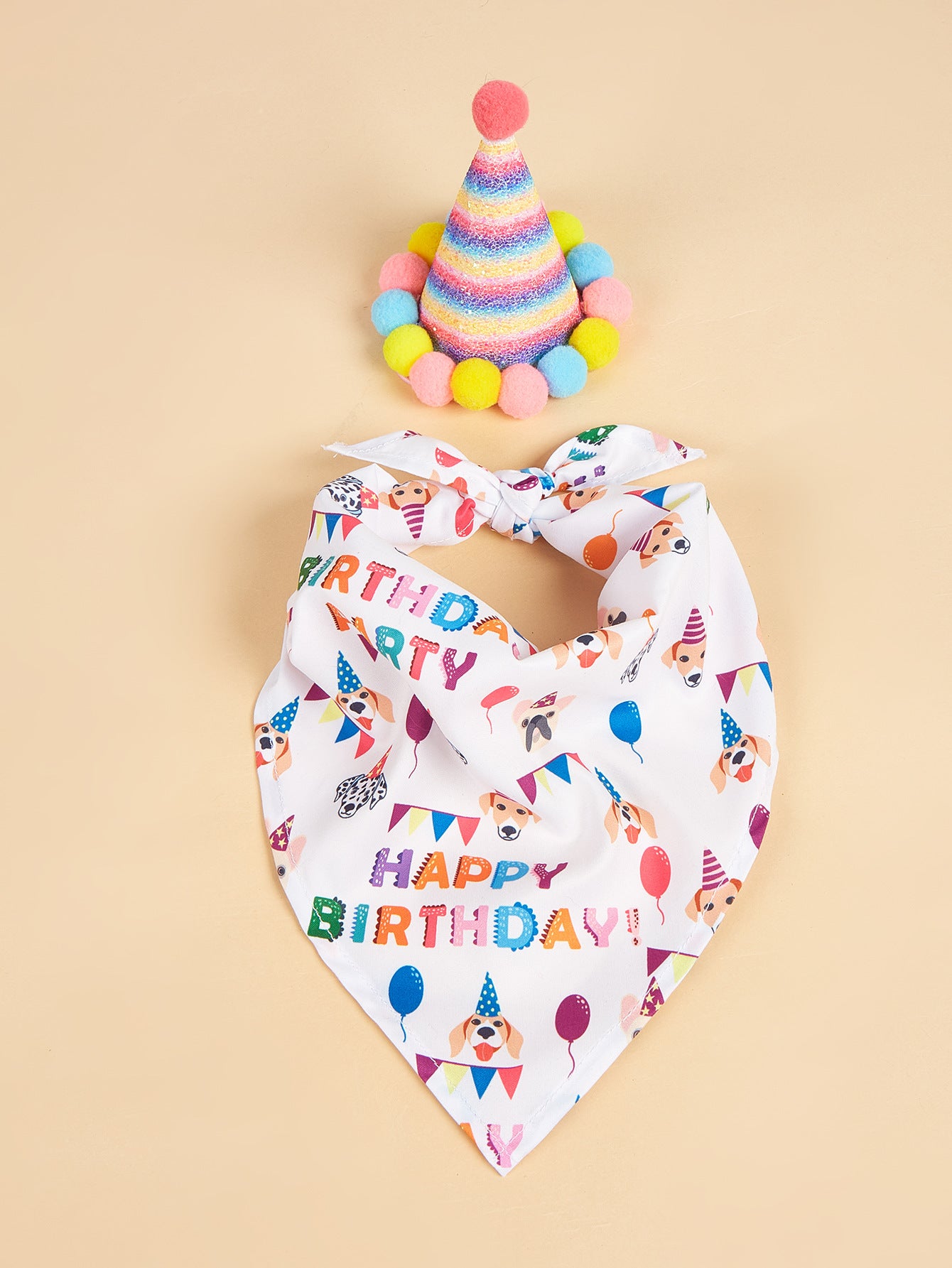 Creative Printed Dog Birthday Bib And Hat Set Ins Style Pet Accessory No 1 Suit / Average Size birthday