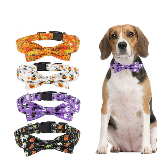 Halloween Dog Supplies: New Dog Collars with Cartoon Pumpkin And Bat Patterns Accessories