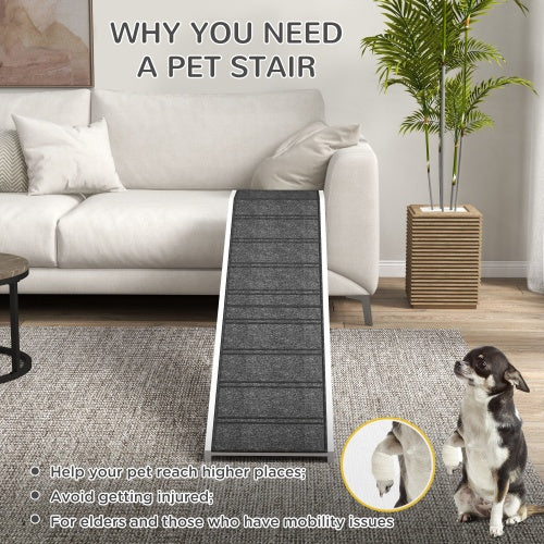 PawHut Wooden Dog Ramp with Non slip Carpet And Top Platform Wooden ramps home