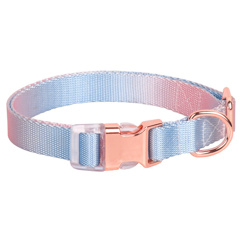 Adjustable Gradient Nylon Dog Collar | Stylish Collar For All Dogs Semimetal pink blue / L collar