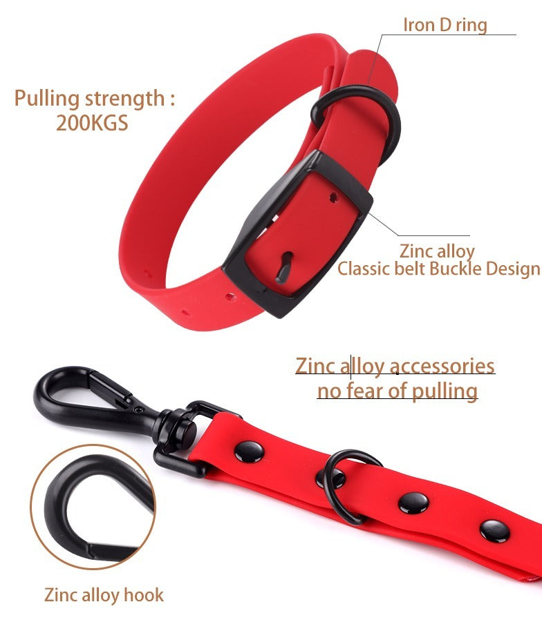 Waterproof Silicone Dog Collar And Leash Set | Easy-to-Clean Dog Collar - Dog Collars & Leashes
