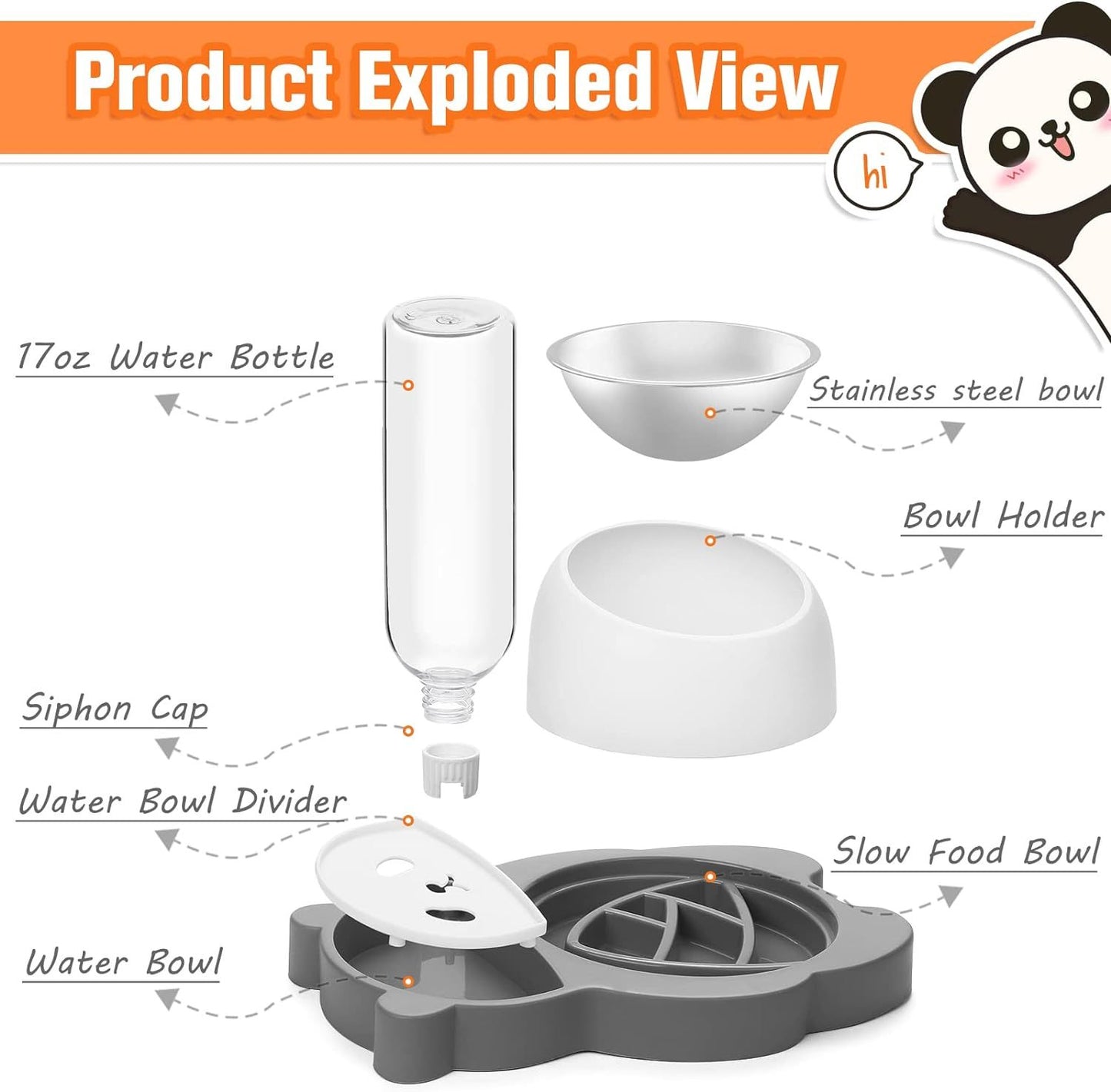 Elevated And Tilted Dog Bowl Set with Automatic Waterer | 17oz Feeder for Small Dogs food