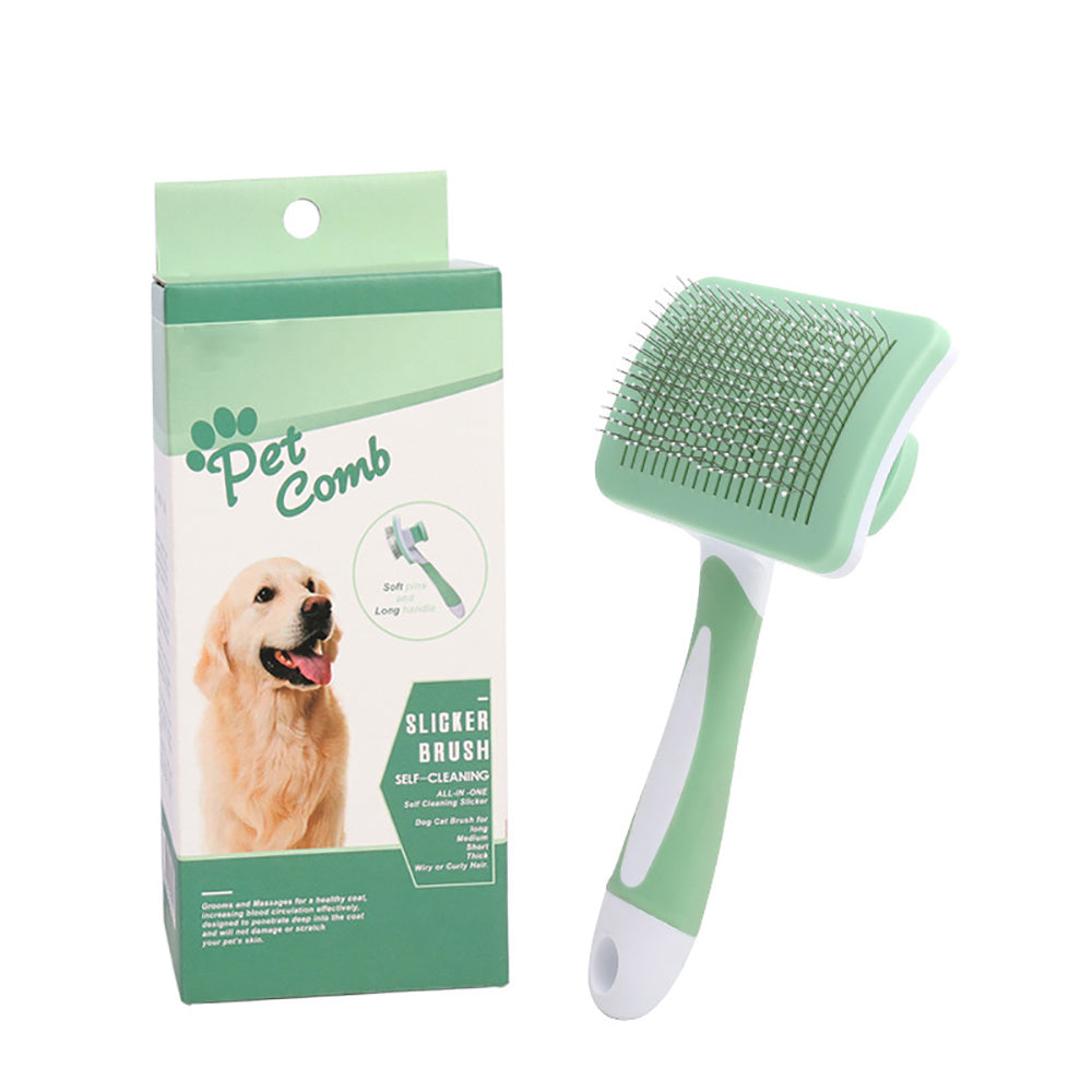 Self Cleaning Slicker Brush for Dogs | One Click Grooming for All Dog Types Green home
