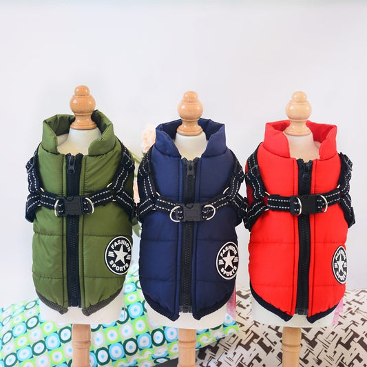 Waterproof Winter Dog Coat with Built-in Harness | Warm Dog Jacket For Winter - Coats & Dog Vests