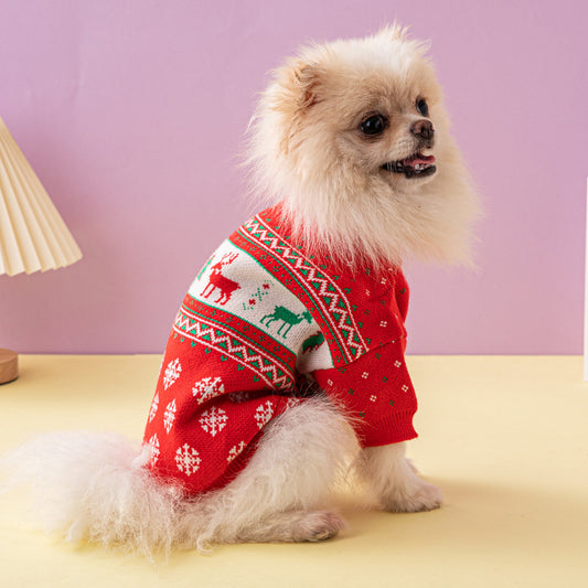Christmas Tree Elk Dog Sweater Knitted Wool Pet Dog Apparel christmas