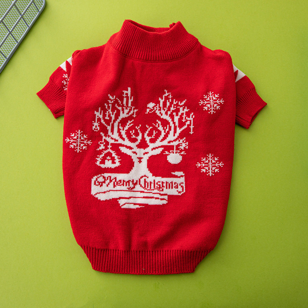Christmas Tree Elk Dog Sweater Knitted Wool Pet Dog Apparel Christmas tree / L christmas