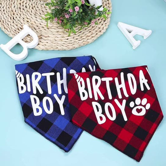 Plaid Dog Birthday Scarf College Style Triangle Dog Bib For Dog’s Birthday birthday