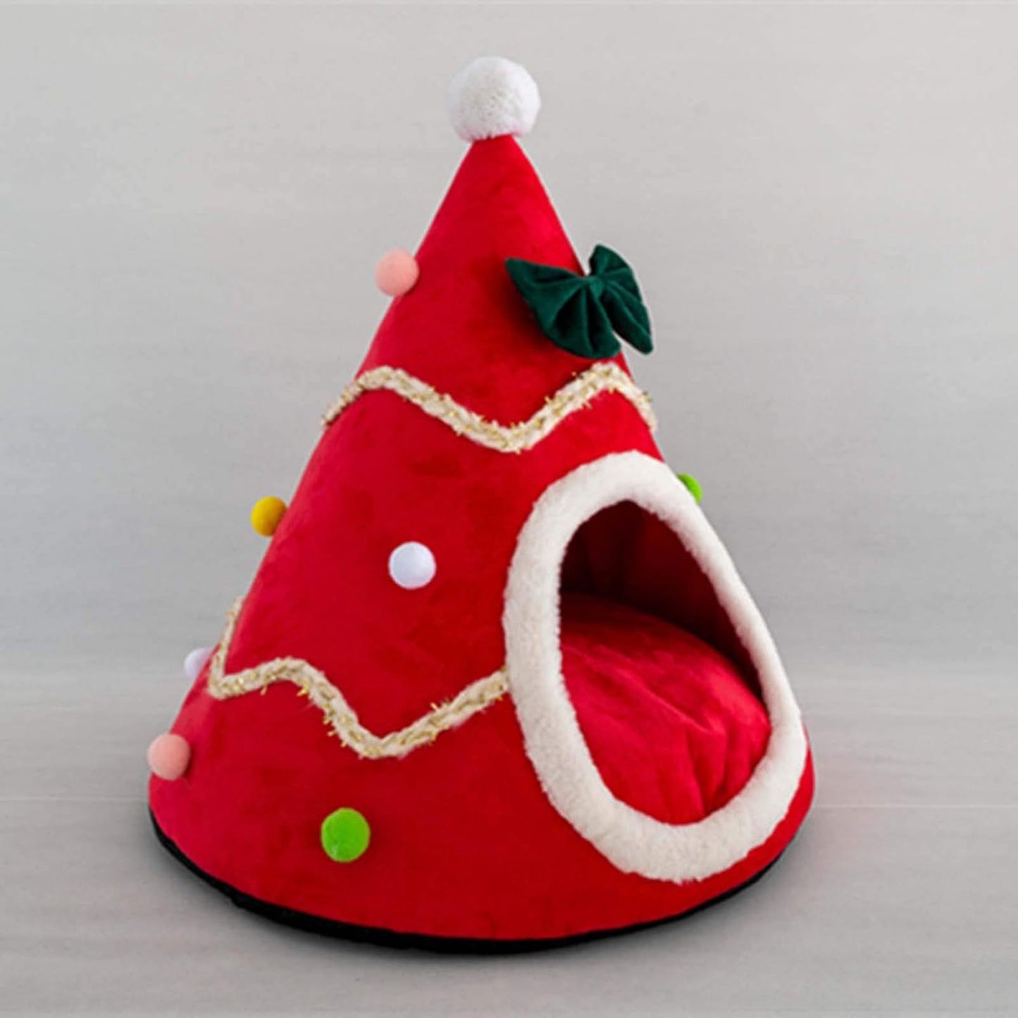 Christmas Tree Pet Bed | Cozy Dog Cave with Removable Cushion Red / Large beds