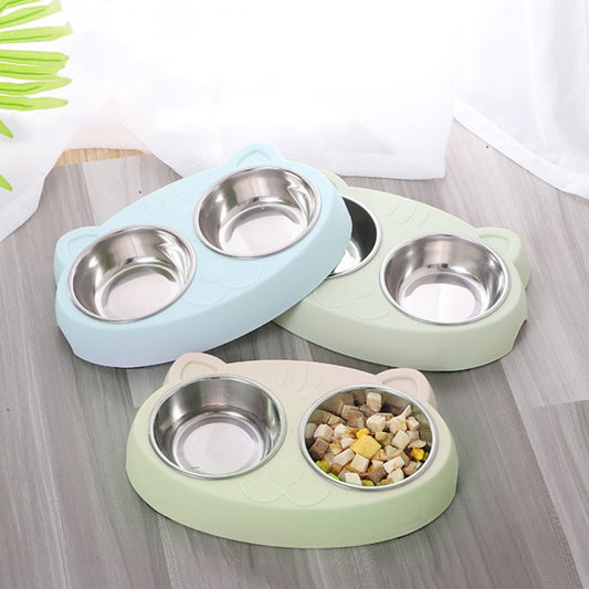 Elevated Double Dog Bowls with Stainless Steel Dishes | Non Slip Dog Feeder Station home