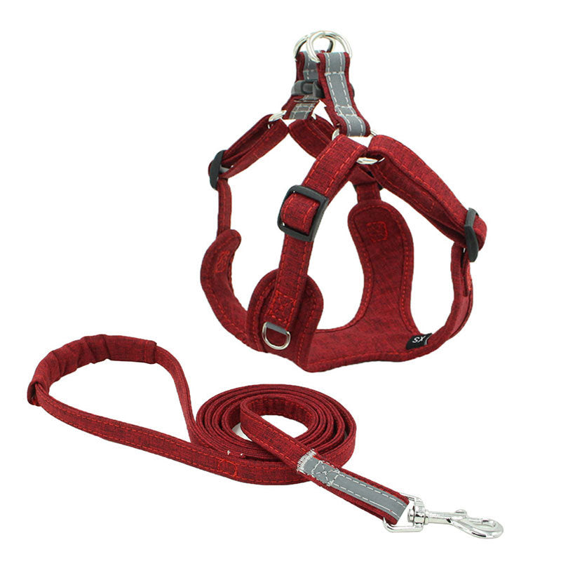 Lightweight And Reflective Dog Harness and Leash Set | Adjustable Chest Strap for All Dog Sizes - Red / L - harness