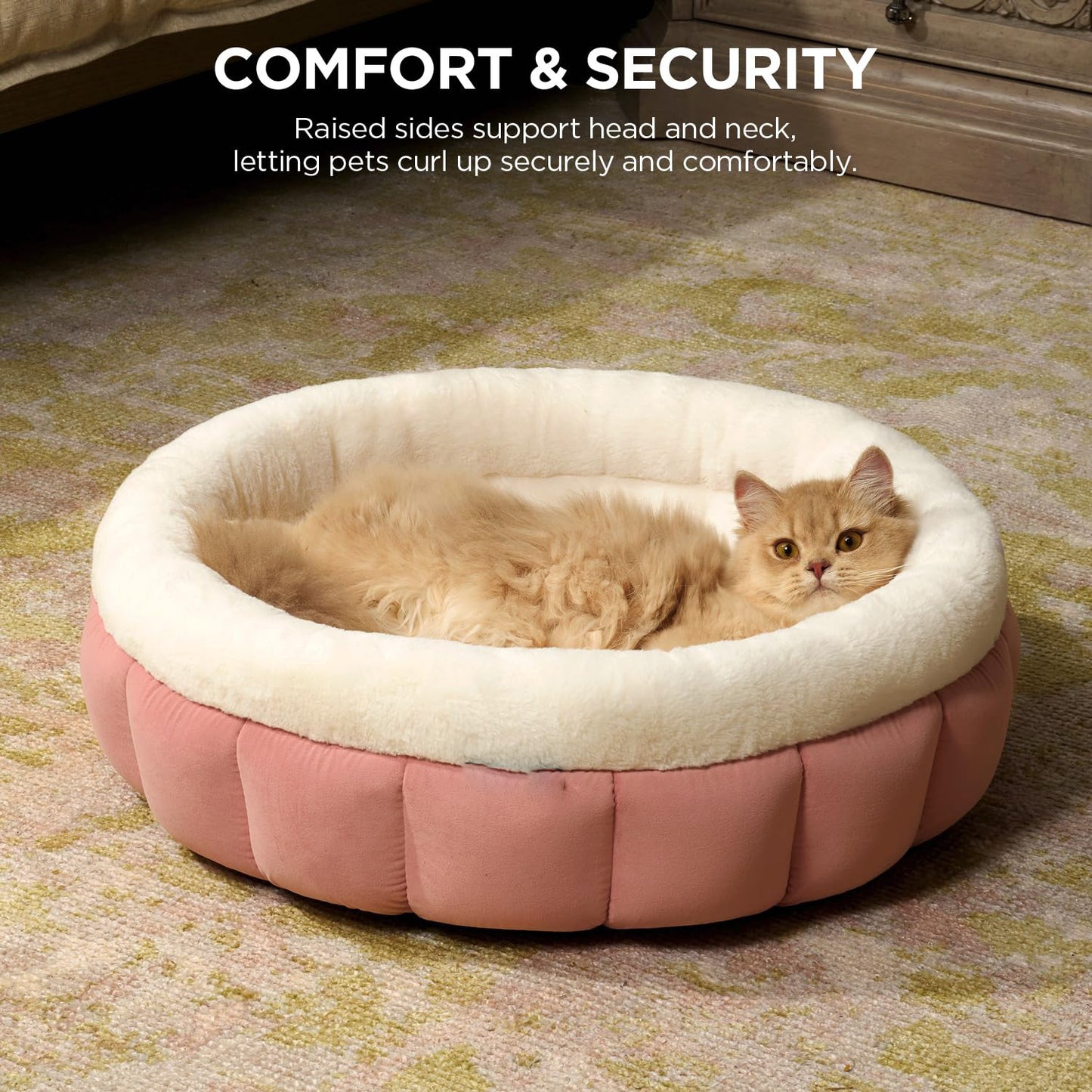 Washable Donut Dog Bed For Dogs | Calming Plush Cushion for Dogs beds