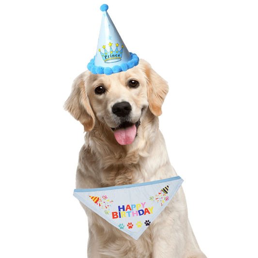 Creative Dog Birthday Hat Birthday Party Hat Printing Pet Triangular Birthday Scarf birthday