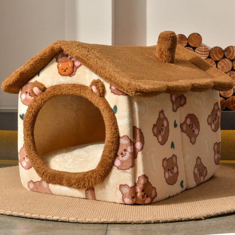 Plush Yurt Dog House | Washable Dog House Brown A / L house