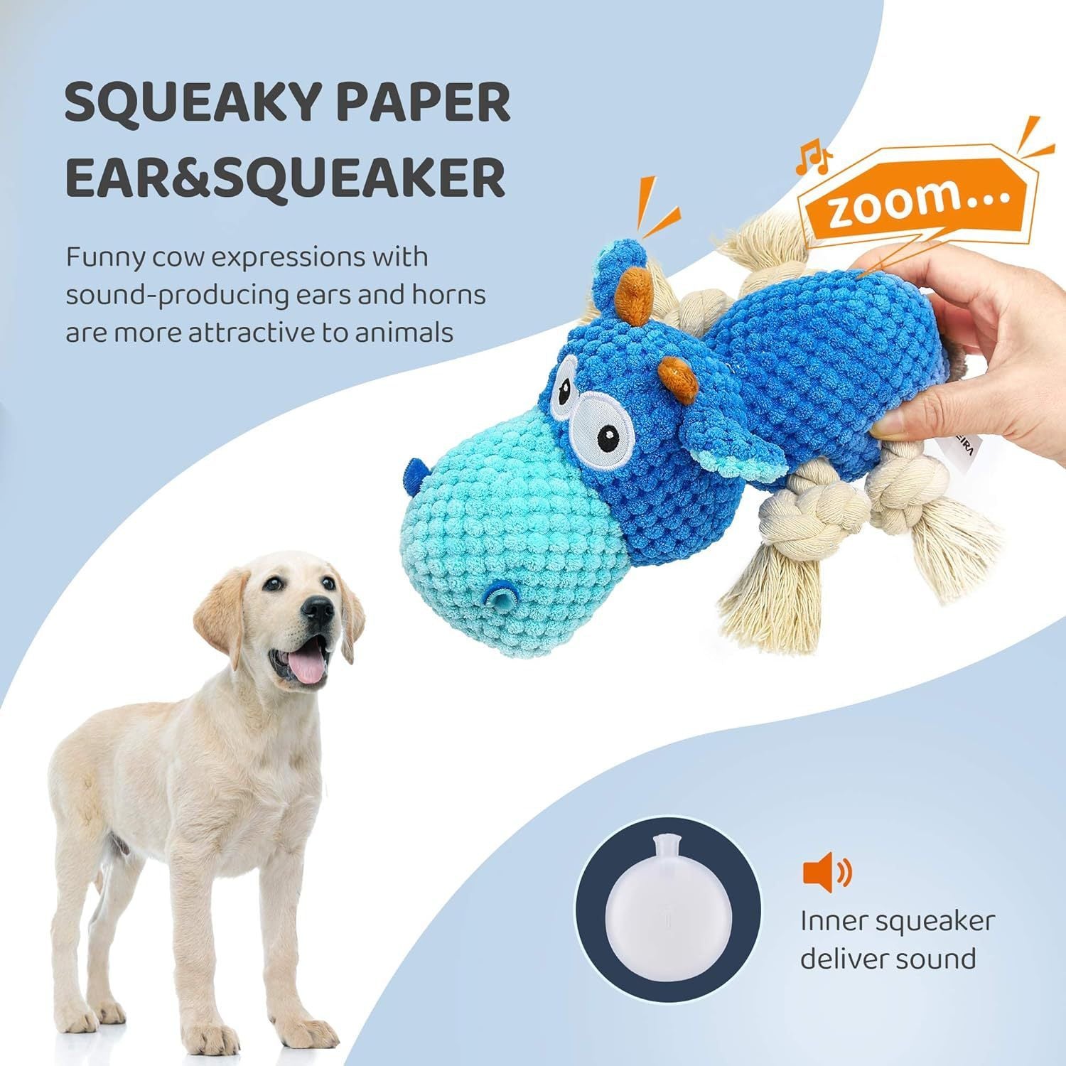 Tough Squeaky Hippo Dog Toy | Durable Chew Toy for Large Dogs toys