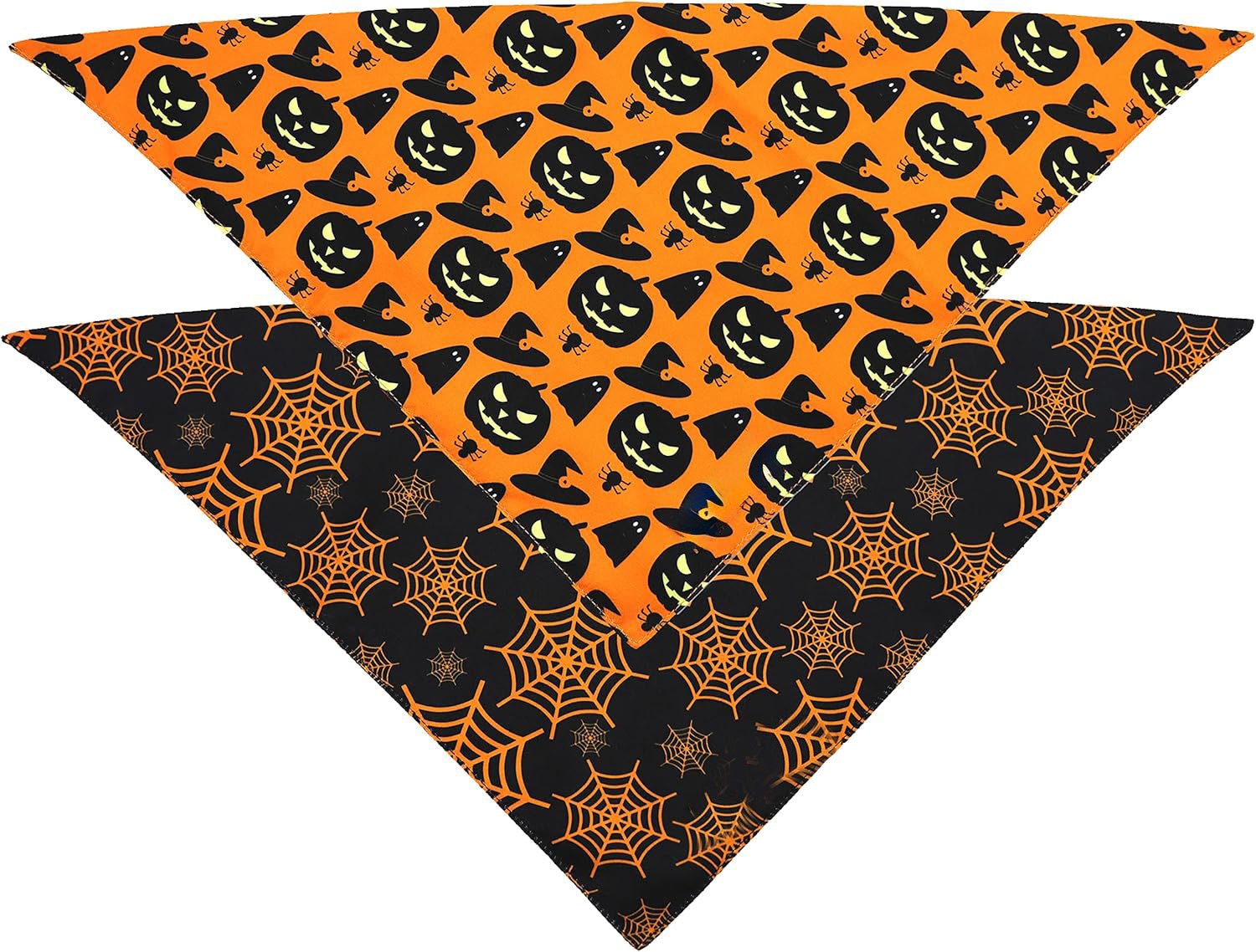 Halloween Dog Bandana | Reversible Pumpkin And Spider Web Dog Bandana bow