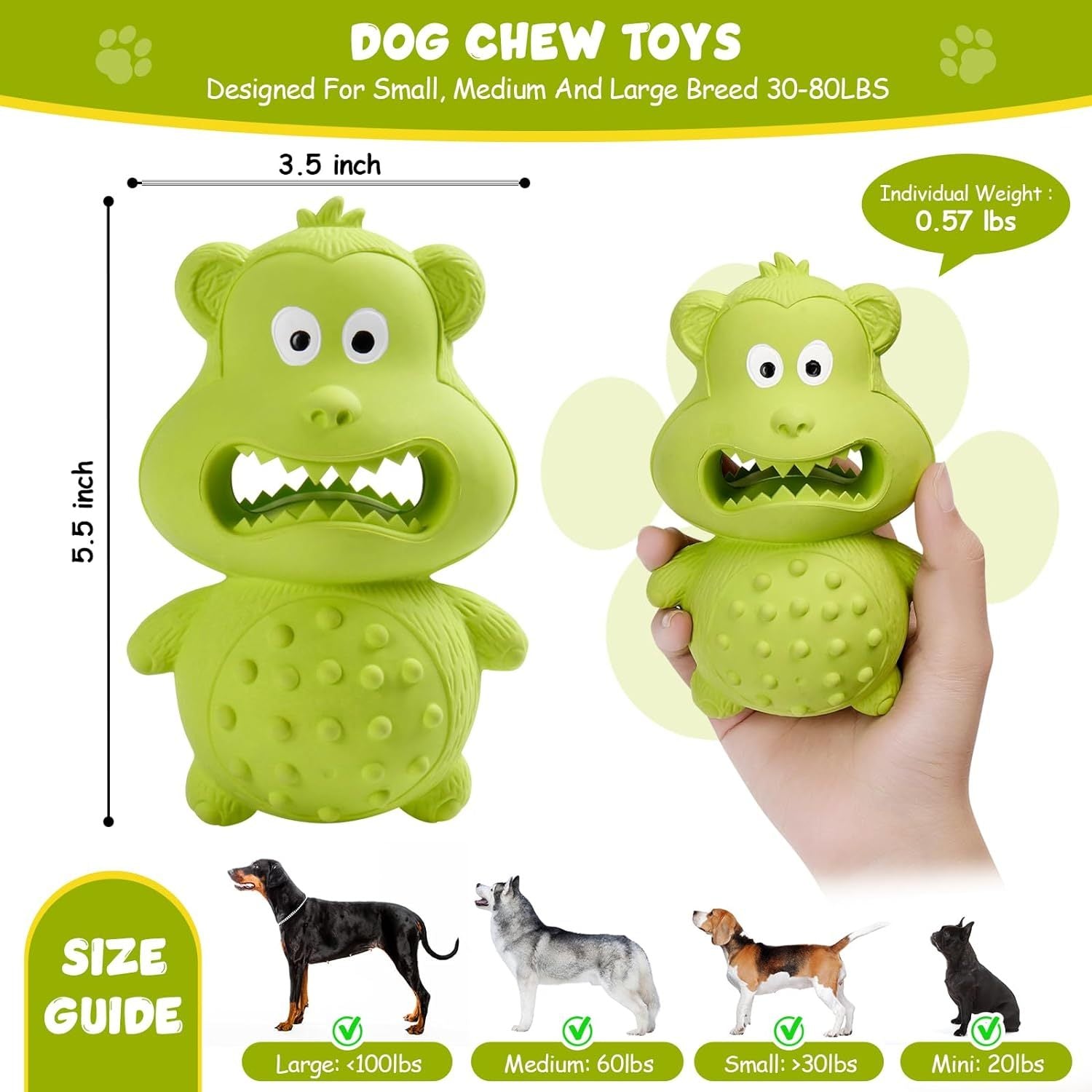 Squeaky Rubber Dog Chew Toy | Interactive Dog Treat Dispenser for Aggressive Chewers beds