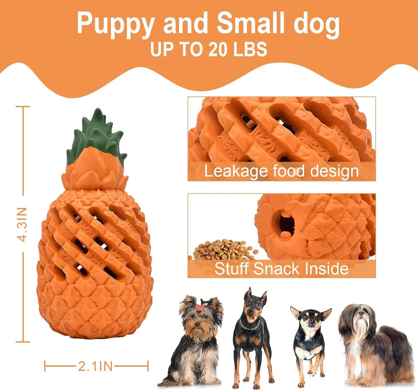 Indestructible Pineapple Dog Chew Toy | Natural Rubber Treat Dispenser for Dogs toys