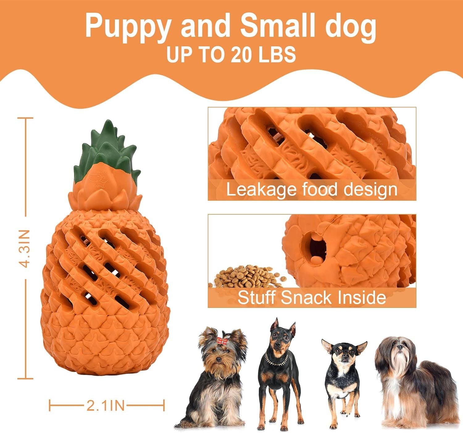 Indestructible Pineapple Dog Chew Toy | Natural Rubber Treat Dispenser for Dogs toys