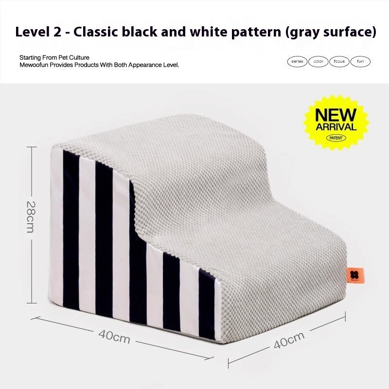 Lightweight Steps And Dog Stairs | Anti Slip Bed Ramp for Small Dogs Black Stripe Second Order / High Elastic Support