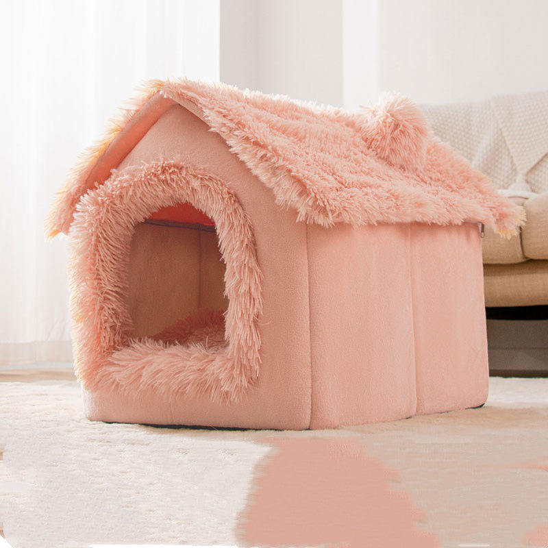Plush Yurt Dog House | Washable Dog House Pink plush / L house