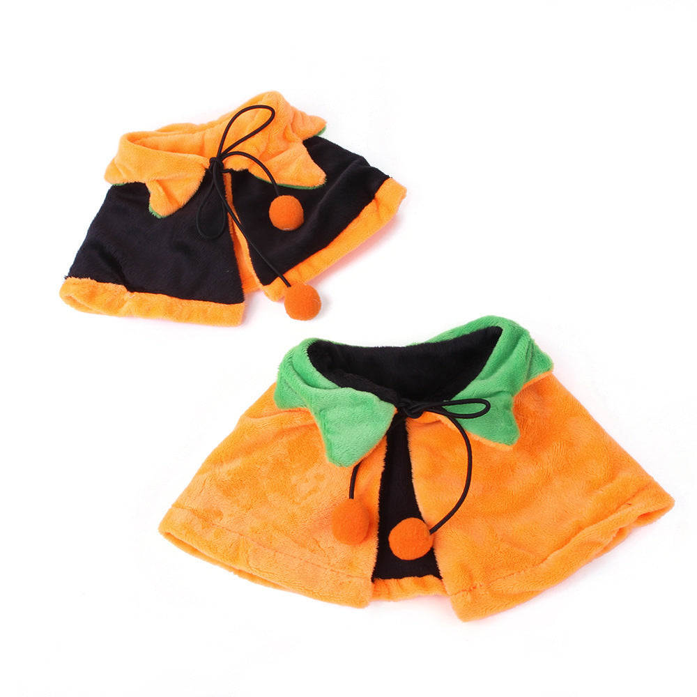 Halloween Pumpkin Double sided Dog Cloak: Plush Dog Costume with Hat Accessories