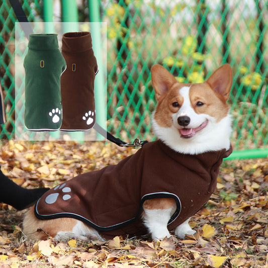 Waterproof Fleece Dog Coat: European Style Dog Sweater in Brown And Dark Green Accessories