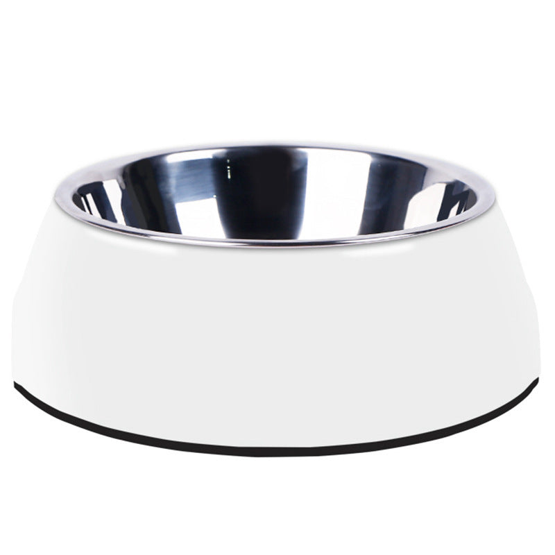 Classic Stainless Steel And Melamine Dog Bowl | Multi Color Dog Dishes for All Sizes White / L food