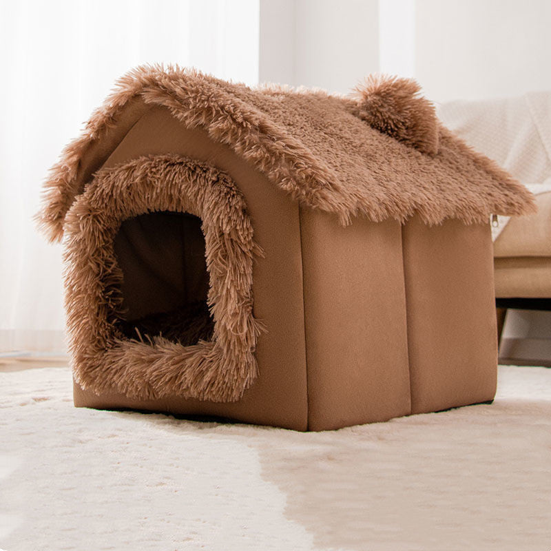 Plush Yurt Dog House | Washable Dog House Brown plush / L house