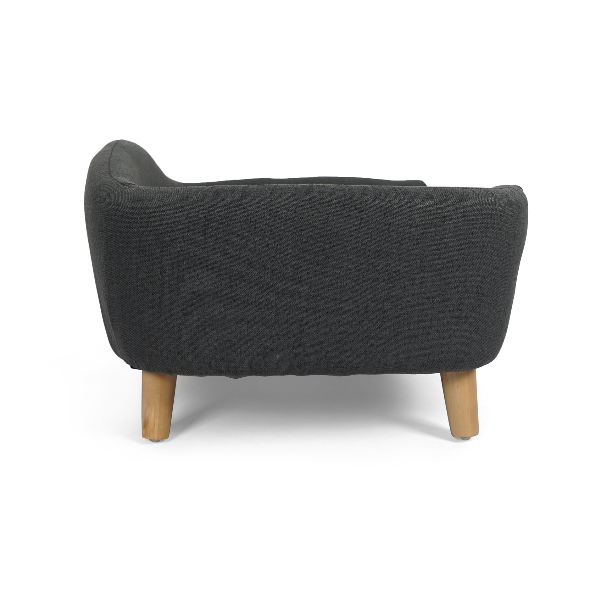 Mid Century Modern Elevated Dog Bed with Tufted Cushion Dark Gray Dog Bed Dark gray Accessories