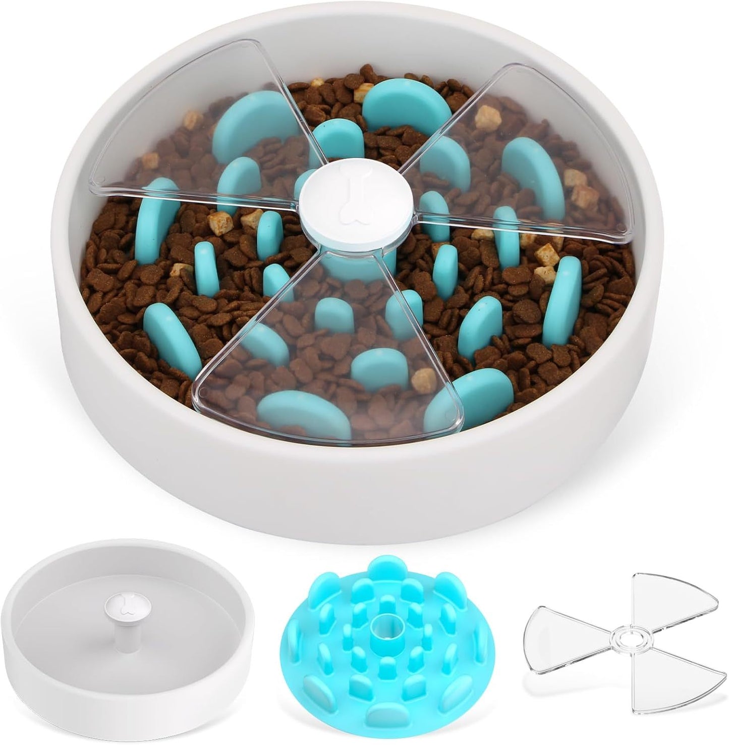 Interactive Dog Slow Feeder Puzzle Bowl | Maze Design for Anti Bloat Dog Bowl Round flat food